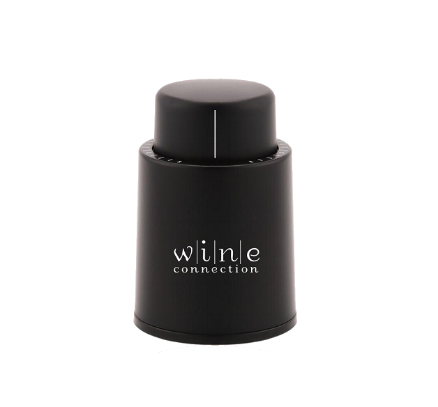 Black Vacuum Stopper With Wine Connection Logo